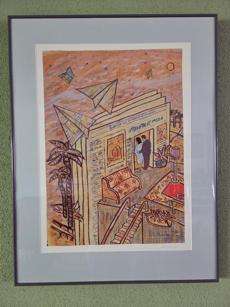 Bruno Vekemans litho gesigneerd incl lijst, Ophalen