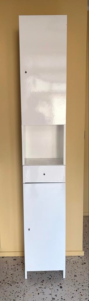 Witte hoogglans badkamerkast, Ophalen, (Half)hoge kast, Minder dan 50 cm, Gebruikt