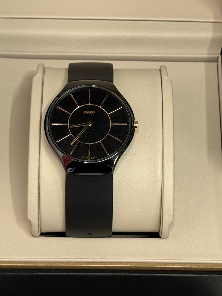 Rado True Thinline Zwart Keramiek Horloge, Sieraden, Tassen en Uiterlijk, Horloges | Heren, Overige merken, Overige materialen