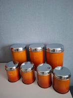 Brocante bussenset 7 delig jaren 50-60 met gebruikers sporen, Ophalen of Verzenden