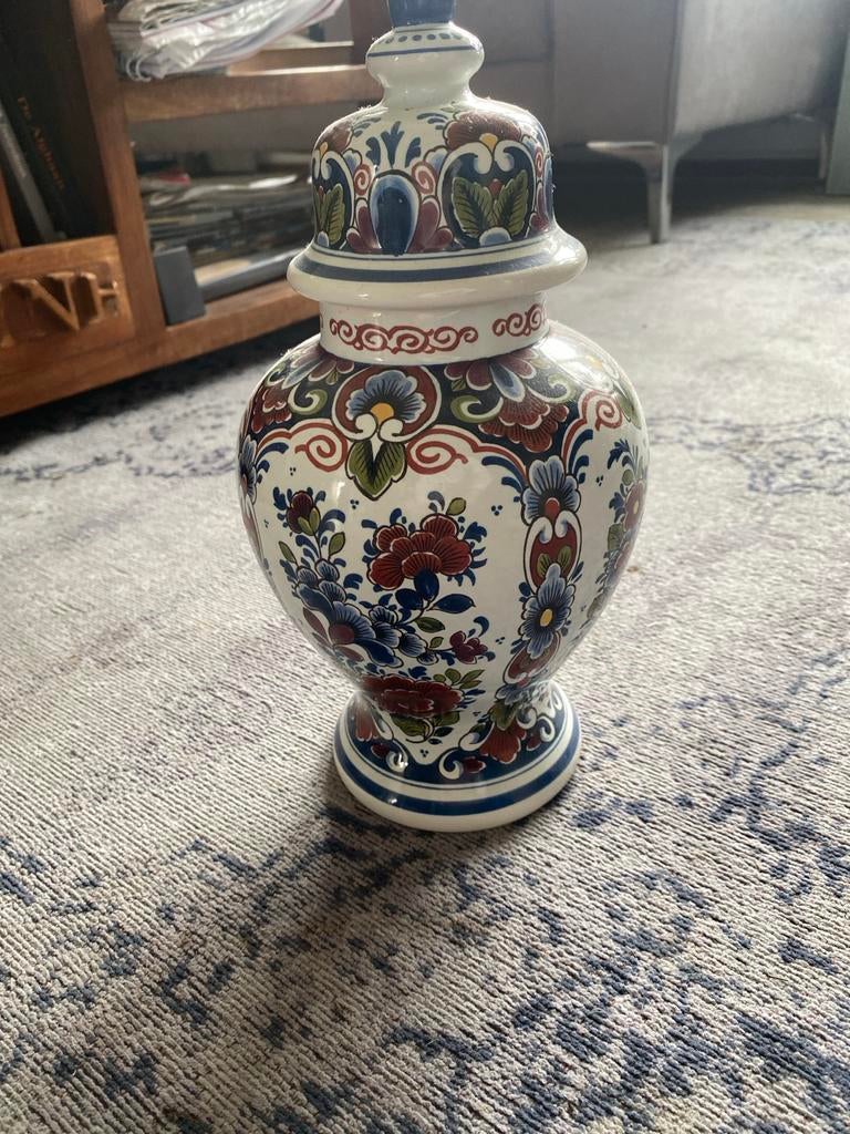 Mooie kleine gekleurde Delftse postelein pot nr 655, Antiek en Kunst, Ophalen of Verzenden