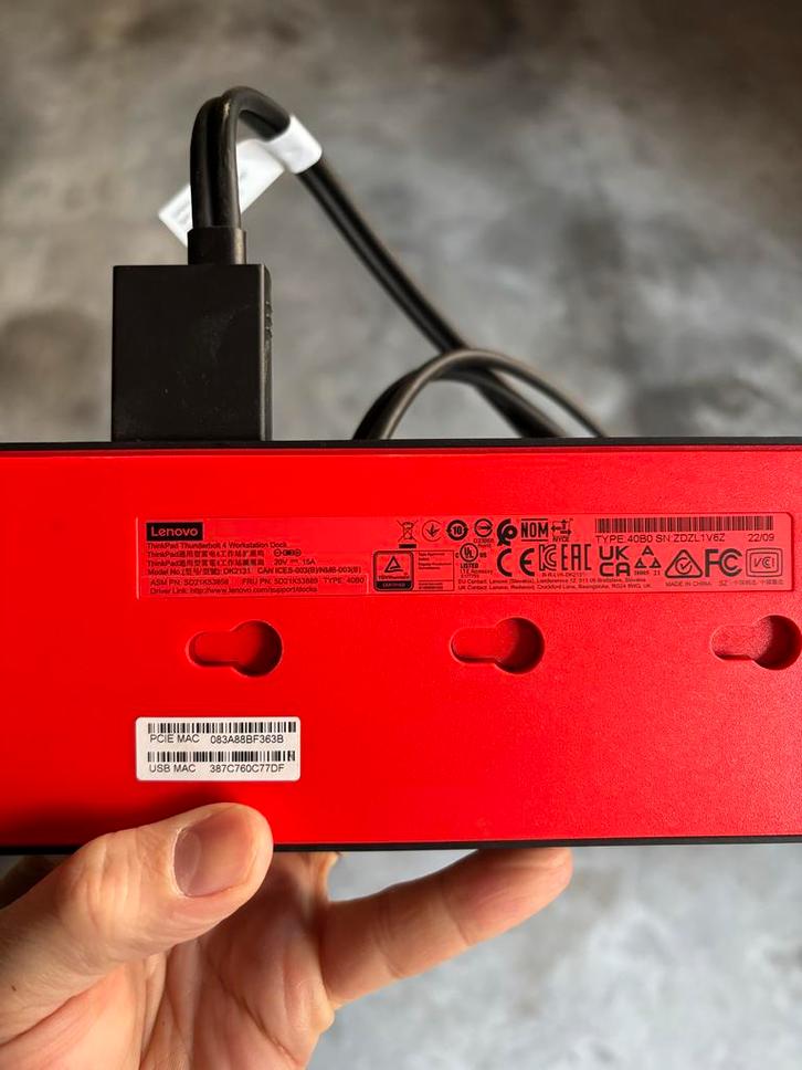 Lenovo ThinkPad Thunderbolt 4 Workstation Dock, Computers en Software, Dockingstations, Zo goed als nieuw, Docking station, Laptop