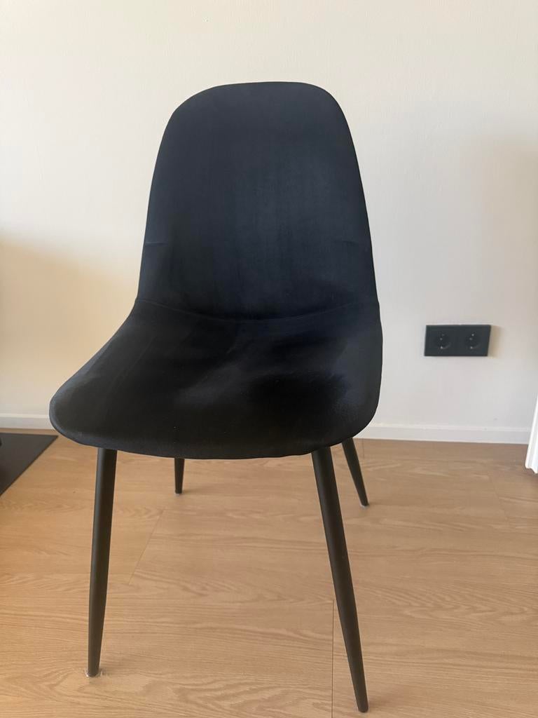 Velvet/ verlours zwarte eettafel stoel, Ophalen, Zwart, Zo goed als nieuw, Eén