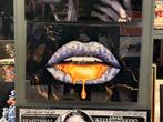 Modern Kunstwerk: Lippen met Dollars en Honing (100x65cm), Ophalen of Verzenden