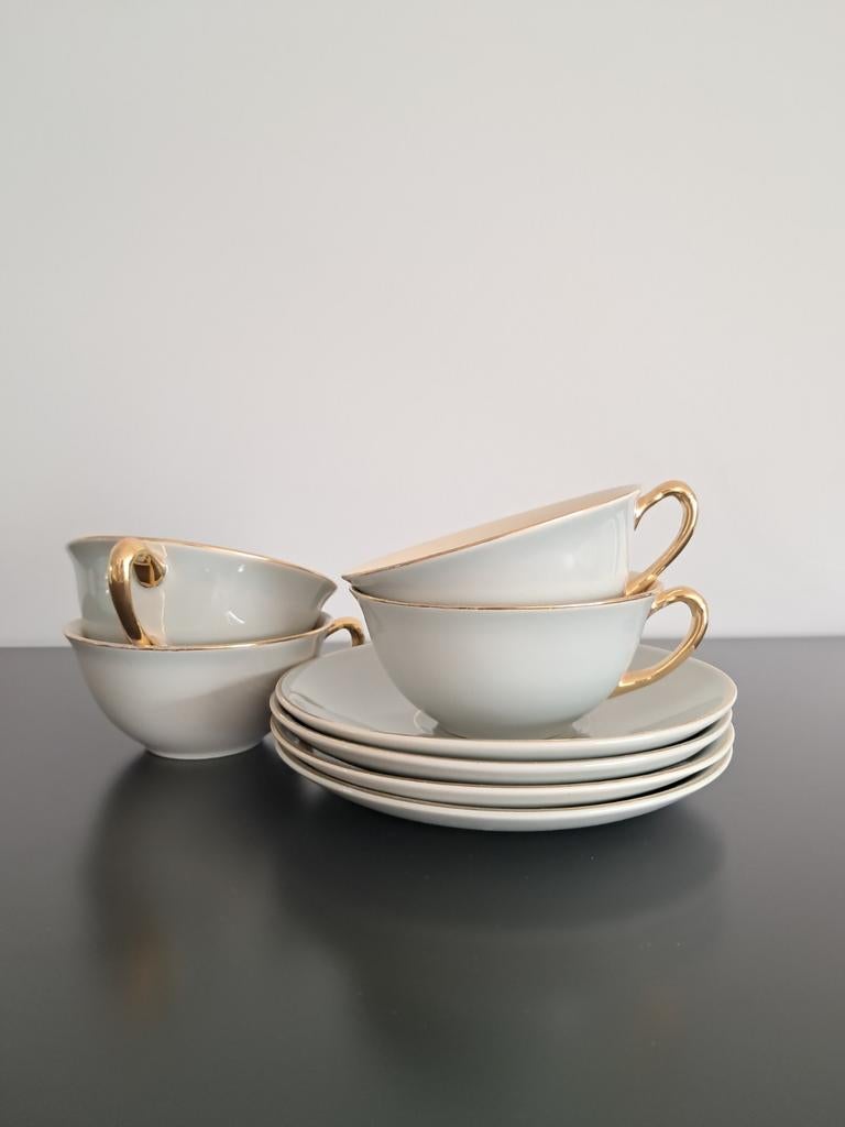 Kop en schotels vintage Gouds plateel jaren 60?, Antiek en Kunst, Ophalen of Verzenden