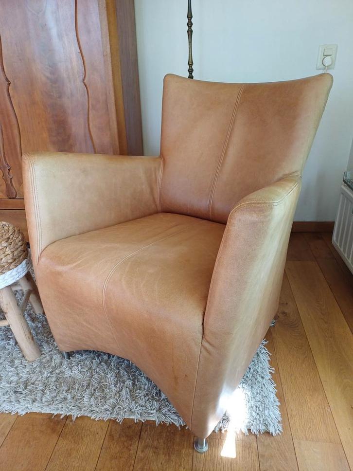Jess Design Leren Fauteuil Schapenleer Eijerkamp, Huis en Inrichting, Fauteuils, Ophalen
