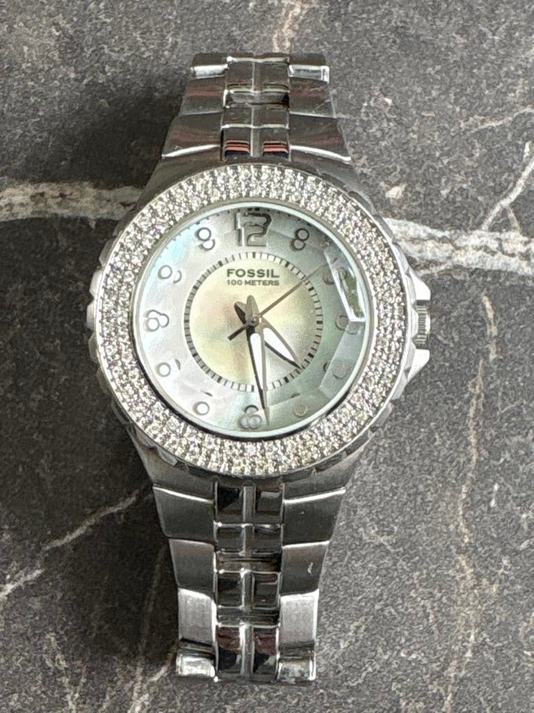 Fossil Blue Dameshorloge met Strass - Zo Goed als Nieuw, Sieraden, Tassen en Uiterlijk, Horloges | Dames, Zo goed als nieuw, Polshorloge