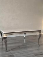 Vierkante salontafel met marmeren blad en zilveren poten, Ophalen