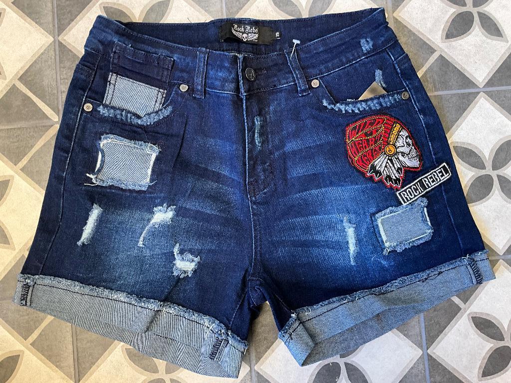 Shorts with Distressed Effects Merk Rock Rebel by EMP Mt 30, Kleding | Dames, Broeken en Pantalons, Maat 38/40 (M), Zwart, Nieuw