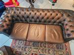 Klassieke Chesterfield 3-zitsbank in bruin leer, Gebruikt, Chesterfield, Klassiek, Vintage, Driepersoons, Leer