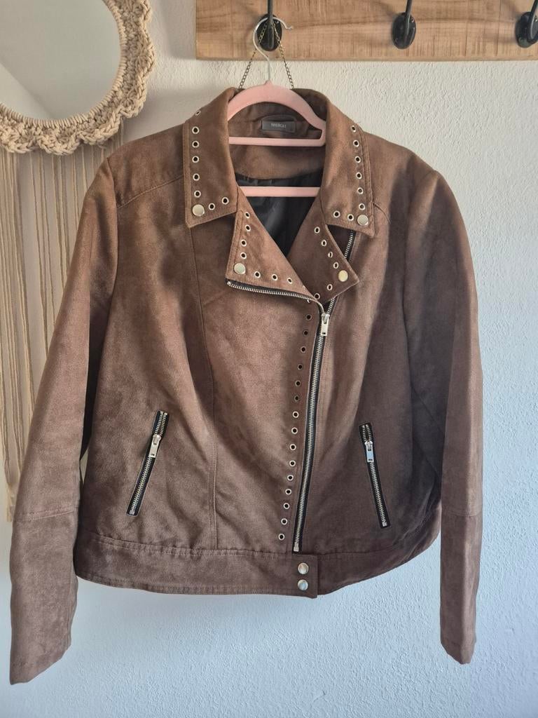 Jessica suedine jasje zgan 46, Kleding | Dames, Jassen | Zomer, Jessica, Bruin, Maat 46/48 (XL) of groter, Ophalen of Verzenden