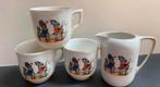Antieke Porseleinen Kopjes met Melkkannetje, Ophalen of Verzenden