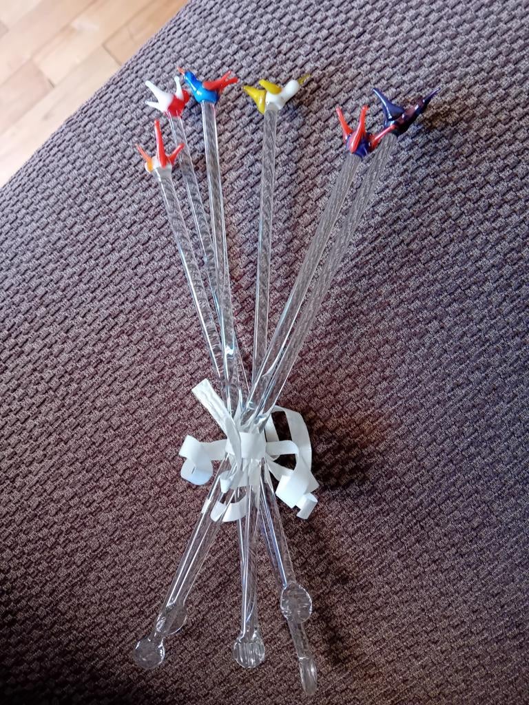 6 Glazen roerstaafjes jaren dertig?, Ophalen of Verzenden, Nieuw, Overige materialen