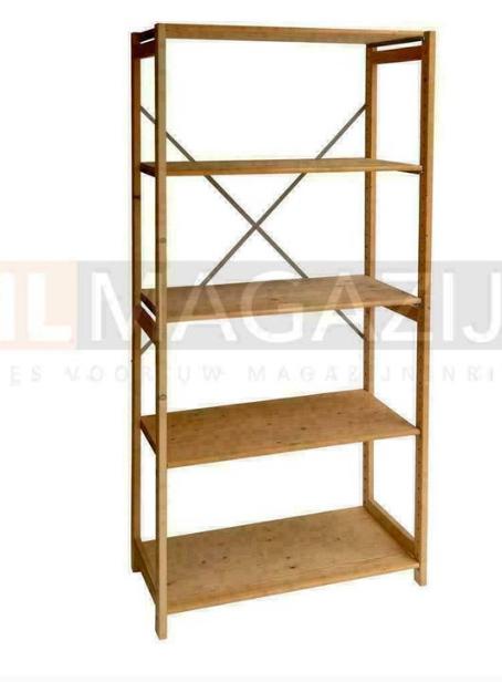 Lundia kast - Houten opbergrek met 5 planken, Huis en Inrichting, Kasten | Stellingkasten, Ophalen of Verzenden, Gebruikt