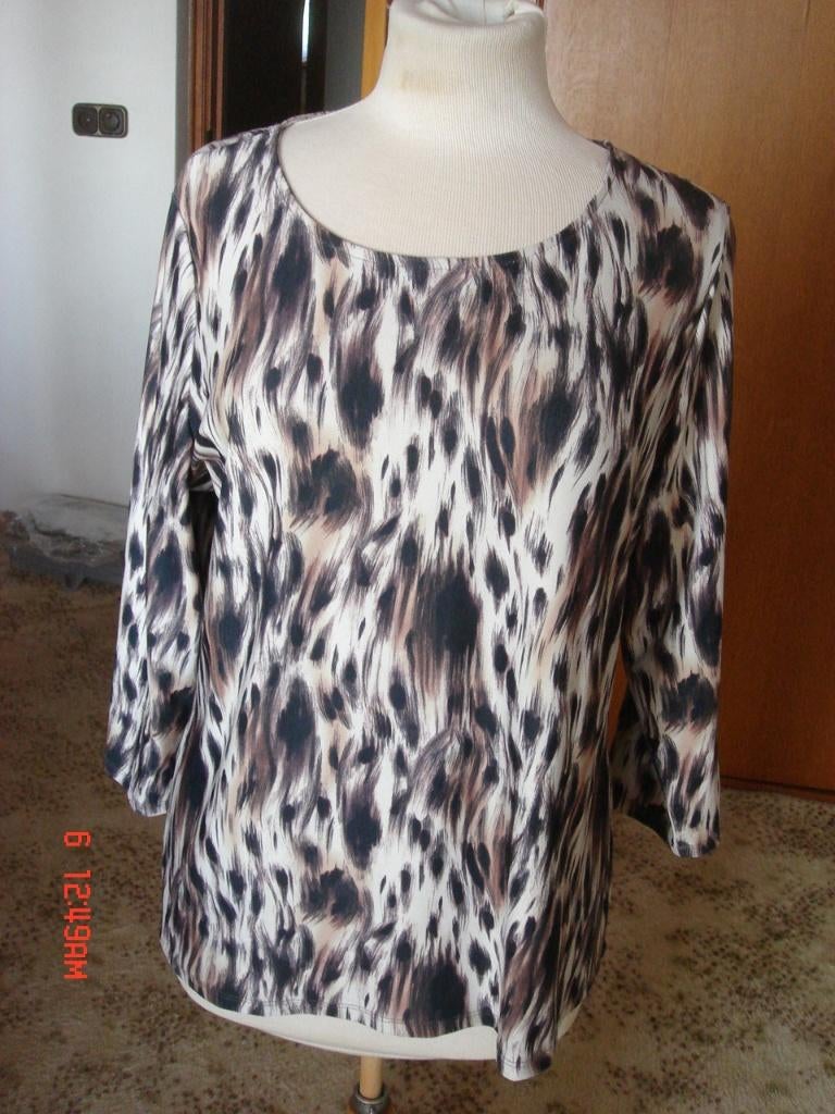 Zermatt top/shirt print maat L, Kleding | Dames, Tops, Beige, Maat 42/44 (L), Ophalen of Verzenden, Zo goed als nieuw