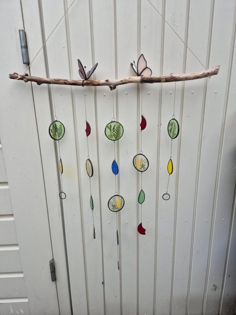 UNIEKE moderne Tiffany glas in lood hanger met vlinders, Ophalen of Verzenden, Nieuw