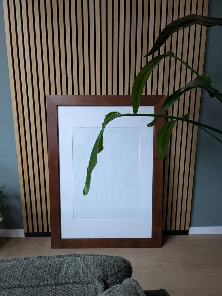 Donker houten fotolijst 70 x 100, Ophalen, Gebruikt, 75 tot 100 cm, 75 cm of meer