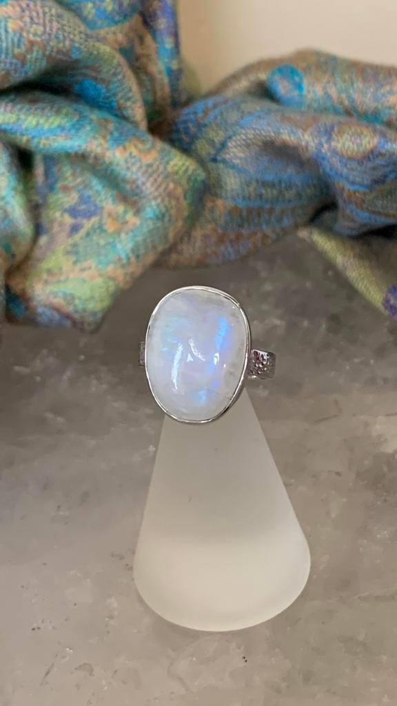 Maansteen regenboog geluk beschermt intuïtie balans harmonie, Sieraden, Tassen en Uiterlijk, Ringen, Wit, Nieuw, Ophalen of Verzenden