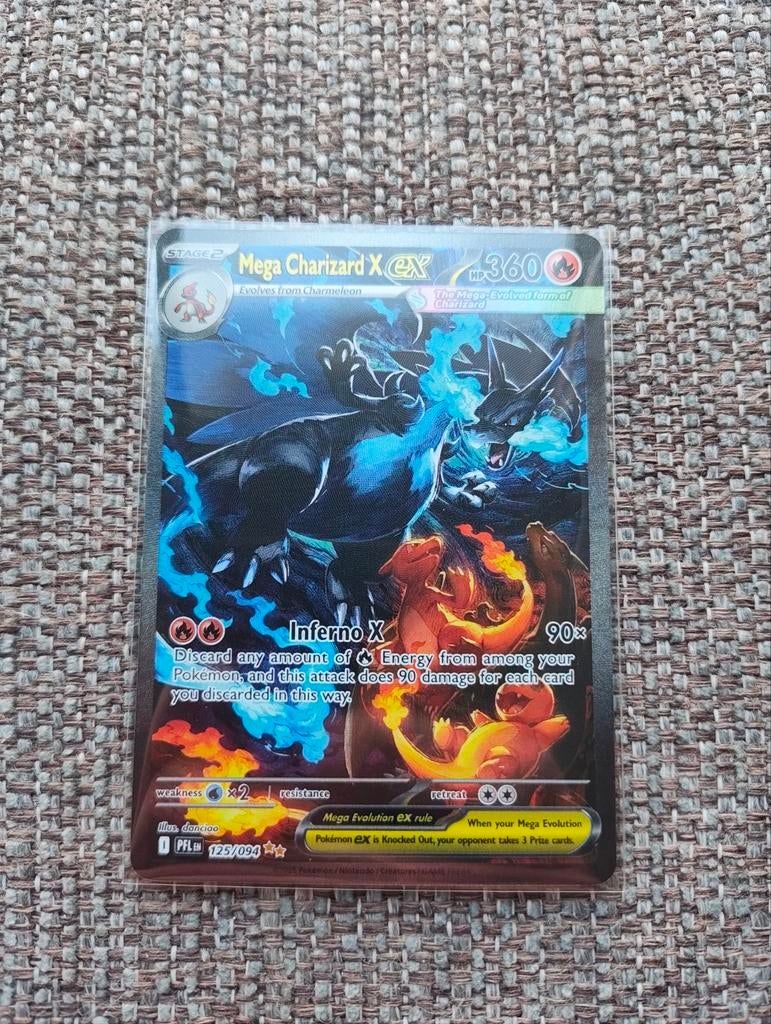 Mega Charizard X EX Pokémon Kaart - Zeldzaam, Ophalen, Zo goed als nieuw, Losse kaart