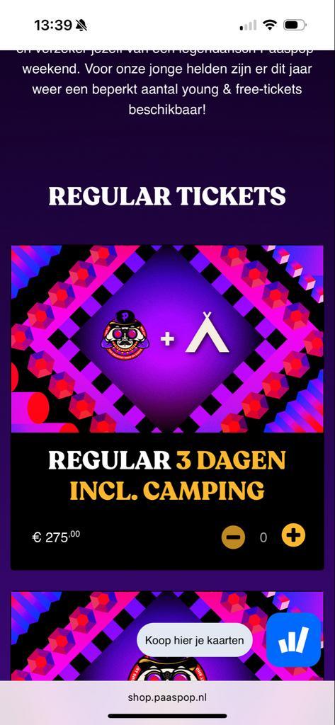 2 tickets Paaspop inclusief campingplaats 3 t/m 5 april 2026, Tickets en Kaartjes, Evenementen en Festivals, Twee personen