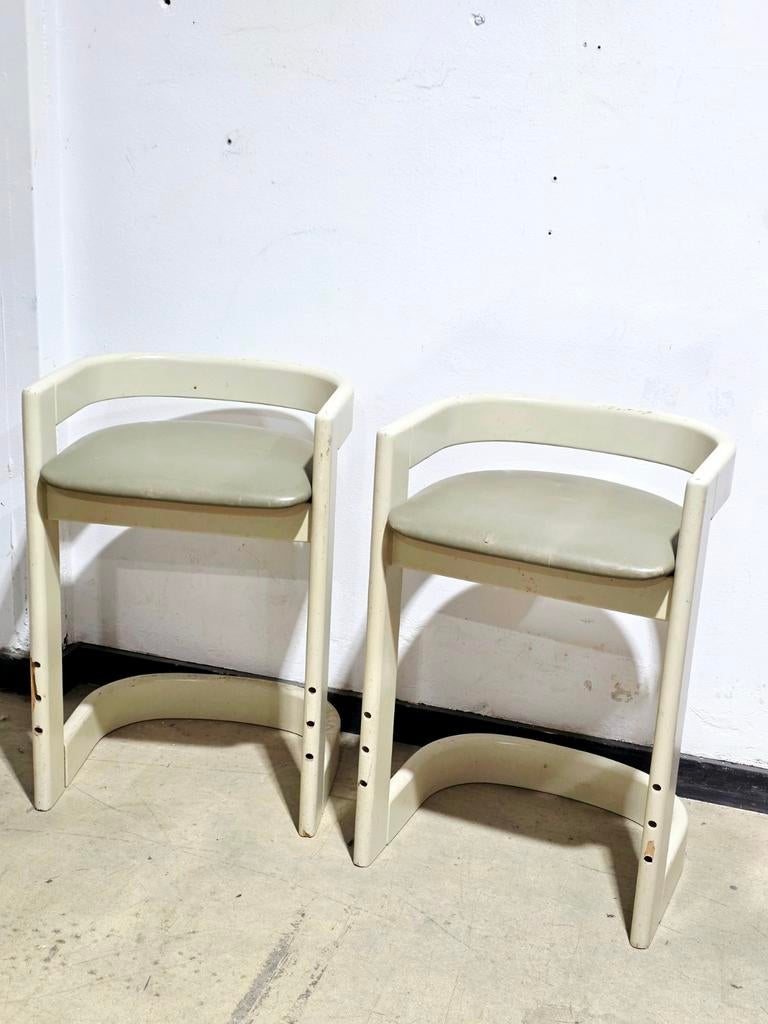 Rare 1970s Vintage Bar Set: Space Age "Flair Holland" Stool, Ophalen, Wit, Eén