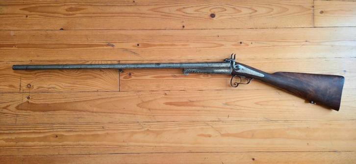 Antiek gegraveerd dubbelloops penvuur jachtgeweer, Antiek en Kunst, Antiek | Overige Antiek, Ophalen of Verzenden