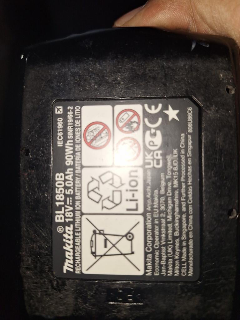 Makita 18V 5.0Ah Li-ion accu BL1850B, Ophalen of Verzenden, Zo goed als nieuw