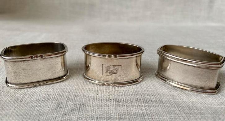 Set van 3 Antieke Zilveren Servetringen, Antiek en Kunst, Antiek | Goud en Zilver, Zilver, Ophalen of Verzenden