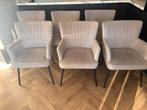 6x Goossens Rob Eetkamerstoel - Beige/greige Velvet - ZGAN, Huis en Inrichting, Stoelen, Ophalen, Overige kleuren, Zo goed als nieuw