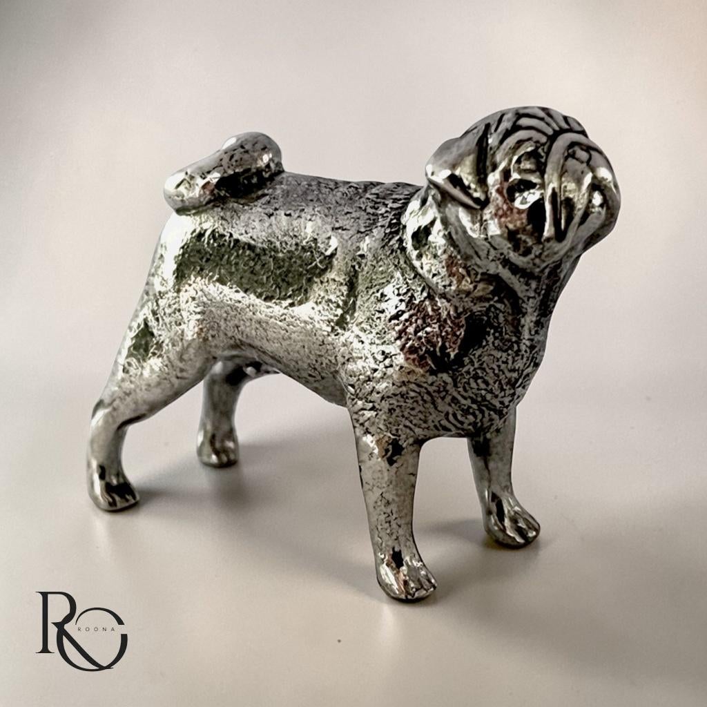 Zilveren Mopshond (Pug) Miniatuur 925 Sterling Zilver, Ophalen of Verzenden, Zilver
