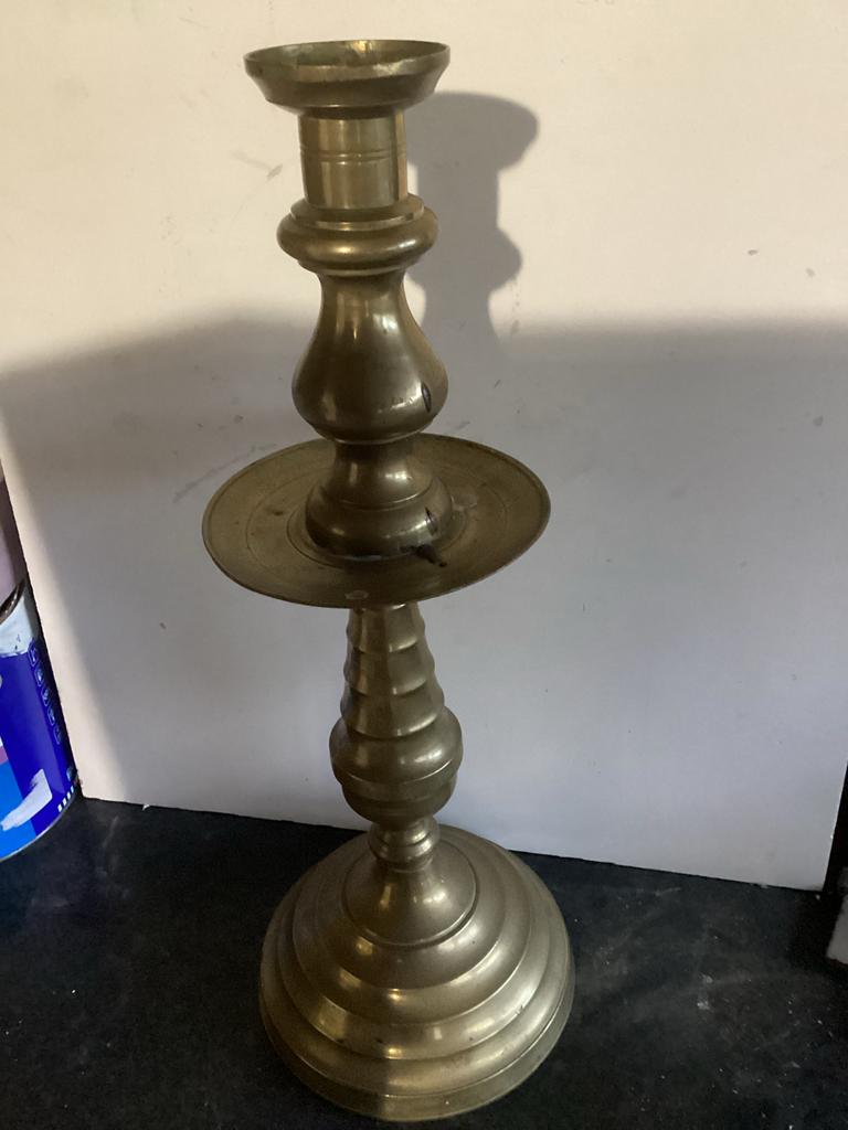 Antieke Koperen kerk Kandelaar - Kraag kandelaar, Antiek en Kunst, Ophalen, Koper of Brons