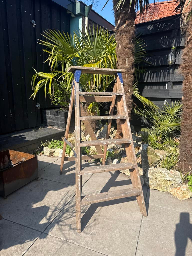 Brocante houten trap, houten schilderstrap, Ophalen of Verzenden