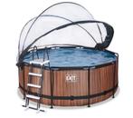 EXIT Wood Zwembad Ø360x122 + overkapping & zandfilterpomp, Gebruikt, Rond, 300 cm of meer, Opzetzwembad
