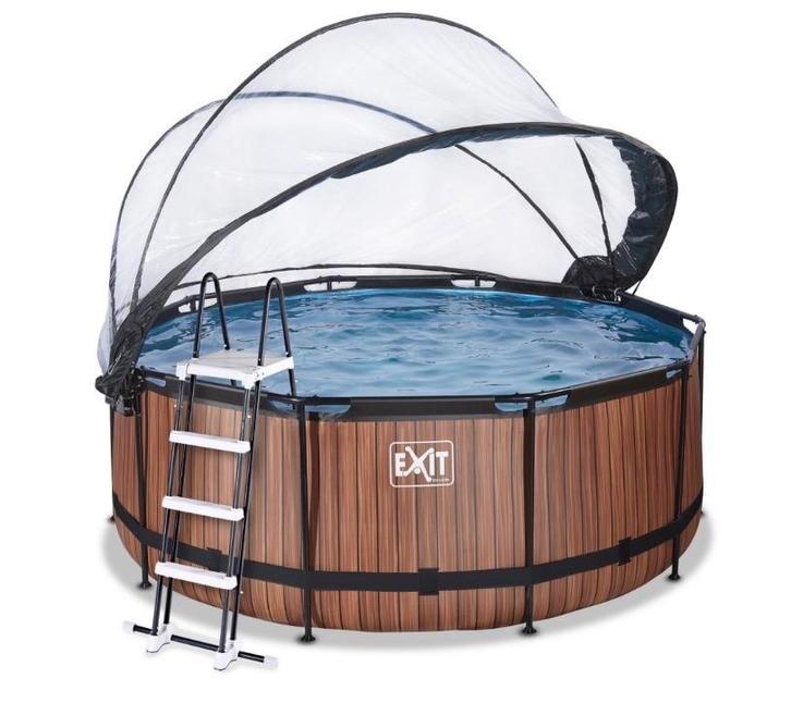 EXIT Wood Zwembad Ø360x122 + overkapping & zandfilterpomp, Tuin en Terras, Zwembaden, Gebruikt, Opzetzwembad, 120 cm of meer, 200 tot 400 cm