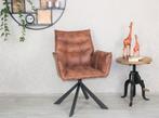 Eetkamerstoel 'Stan' cognac Cowboy stof, 360 draaibaar!, Bruin, Nieuw, Ophalen of Verzenden, Stof