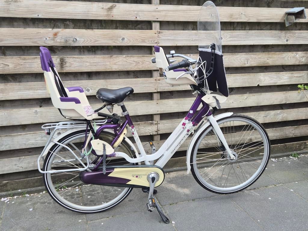 Sparta Amazone mamafiets inclusief bobike zitjes, Geen board, Ophalen, Zo goed als nieuw, Trapeze