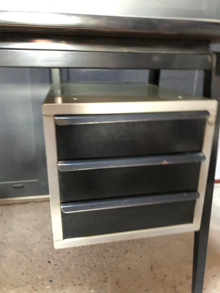 Vintage Stalen Bureau met Ladenblok - Jaren '60 Design, Ophalen, Gebruikt