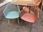 4 tuinstoeltjes in groen en terra kleur, Tuin en Terras, Ophalen, Gebruikt, Kunststof
