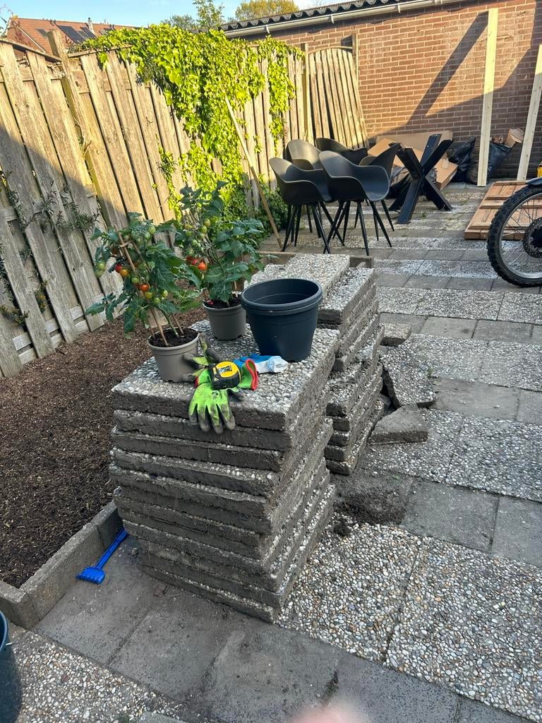 21 grindtegels 50x50 gratis afhalen, Gebruikt, Grind, Terrastegels, 5 tot 10 m²