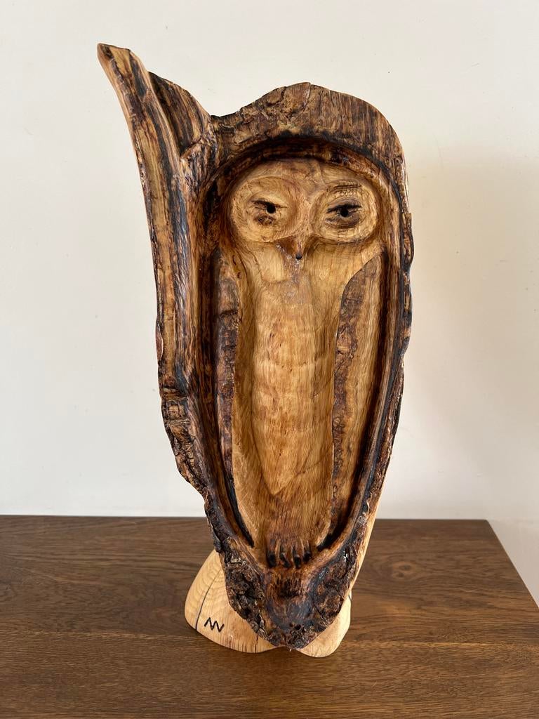 Houtsnijwerk uil, Antiek en Kunst, Overige onderwerpen, Houtsnijwerk, Ophalen of Verzenden, Handgemaakt