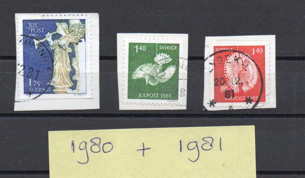 3 Kerstzegels Zweden - Julpost - 1980 & 1981, Verzenden, Zweden, Gestempeld