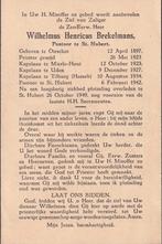Brekelmans Wilhelmus 1897 Oirschot 1949 St. Hubert priester, Ophalen of Verzenden, Bidprentje