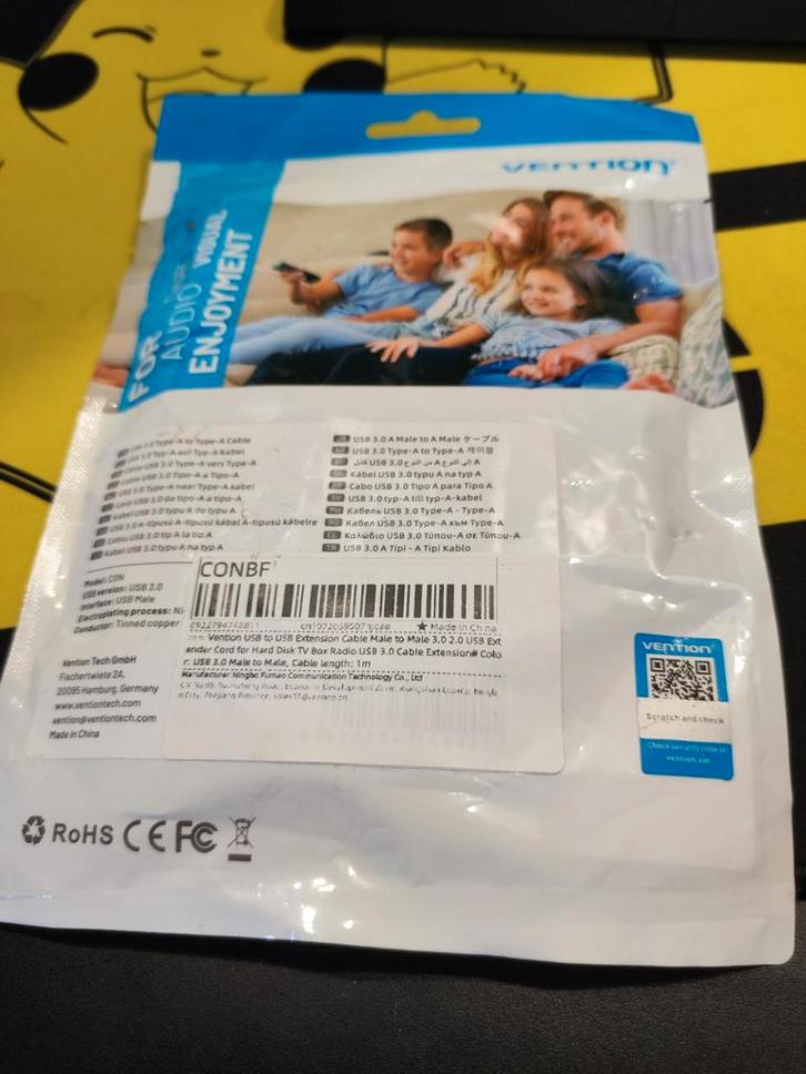 3x Vention USB 3.0 A Male naar A Male Verlengkabels, Computers en Software, Pc- en Netwerkkabels, Nieuw, Ophalen of Verzenden