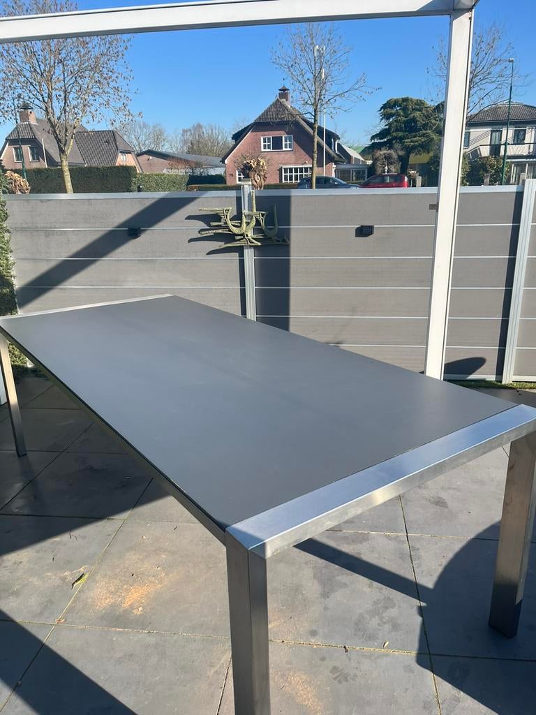 Tuintafel maten 2.20 m bij 1m, Tuin en Terras, Tuintafels, Ophalen, Gebruikt, Rechthoekig, Rvs