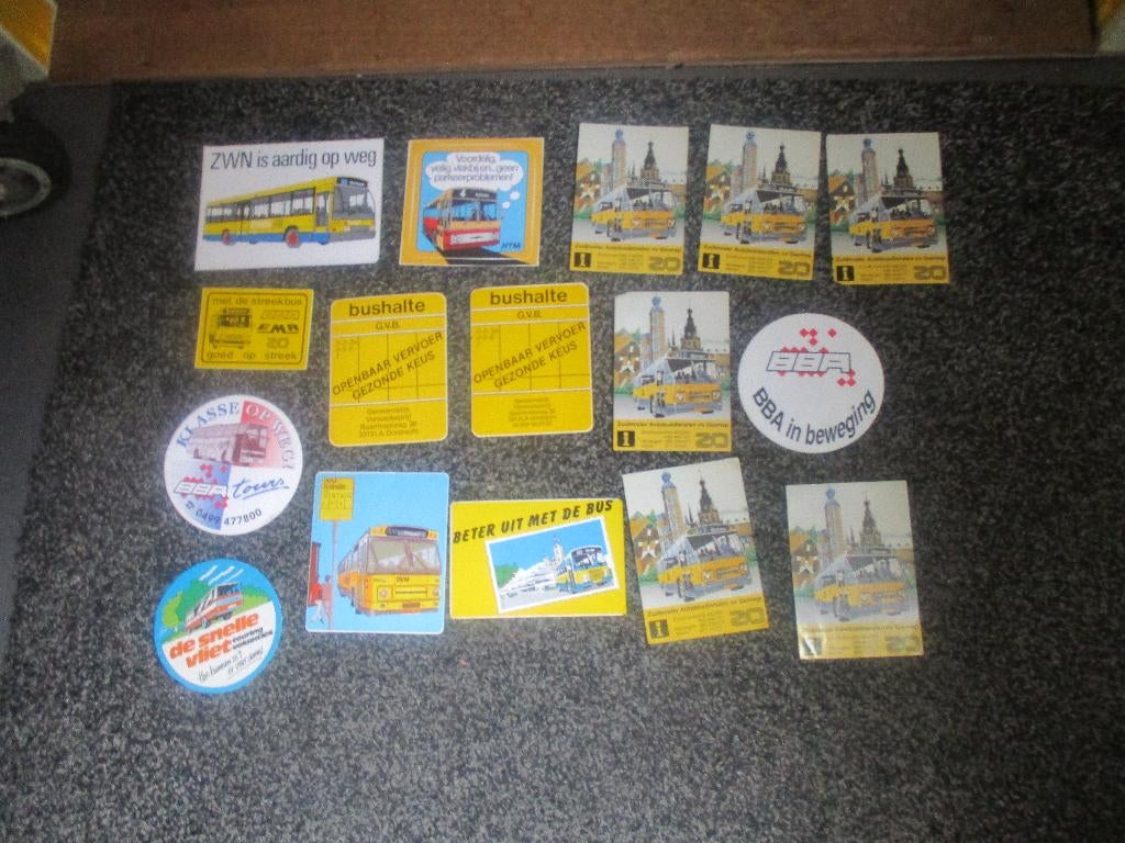 Bus Maatschappij Stickers 16 stuks, Verzamelen, Verzenden, Zo goed als nieuw