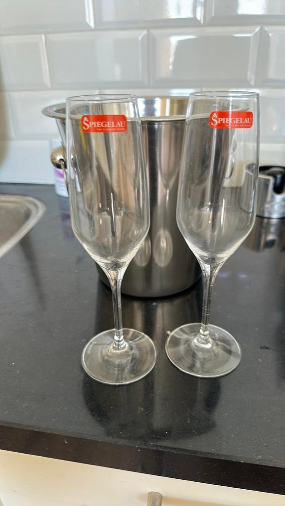 2 Spiegelau champagne glazen met koeler, Ophalen, Nieuw, Overige typen