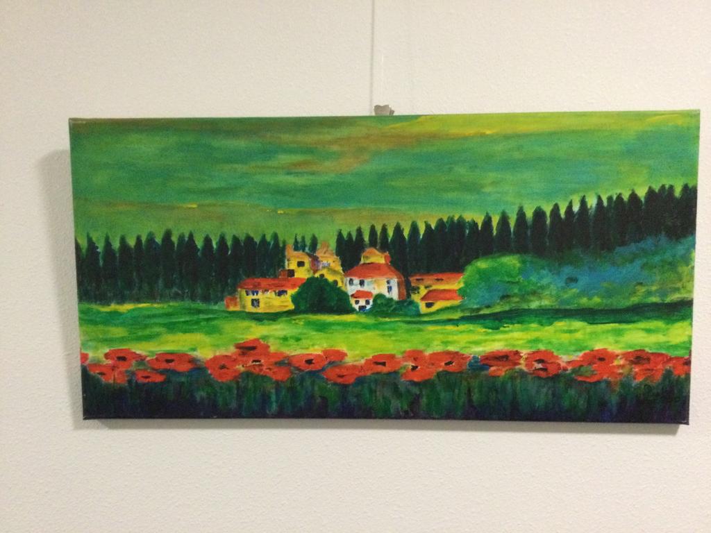 Schilderij “Klaprozen in Toscane”, acryl., Ophalen