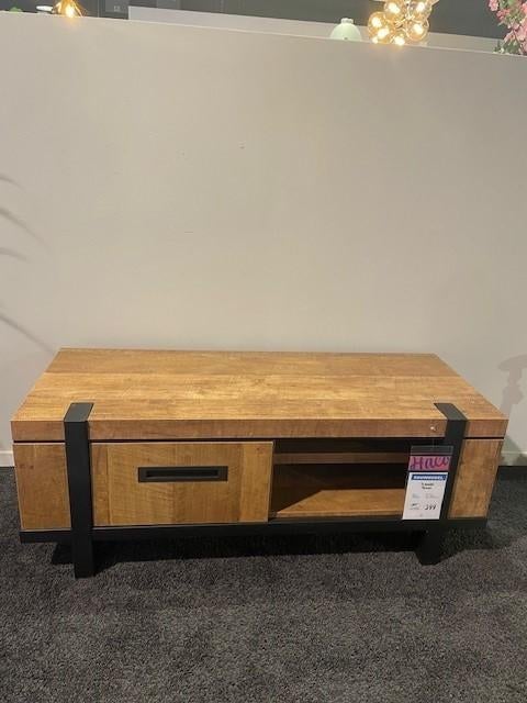 Tv meubel Borneo - 125b x 47d x 49h cm - Old teak, Ophalen, 100 tot 150 cm, Overige materialen, Zo goed als nieuw