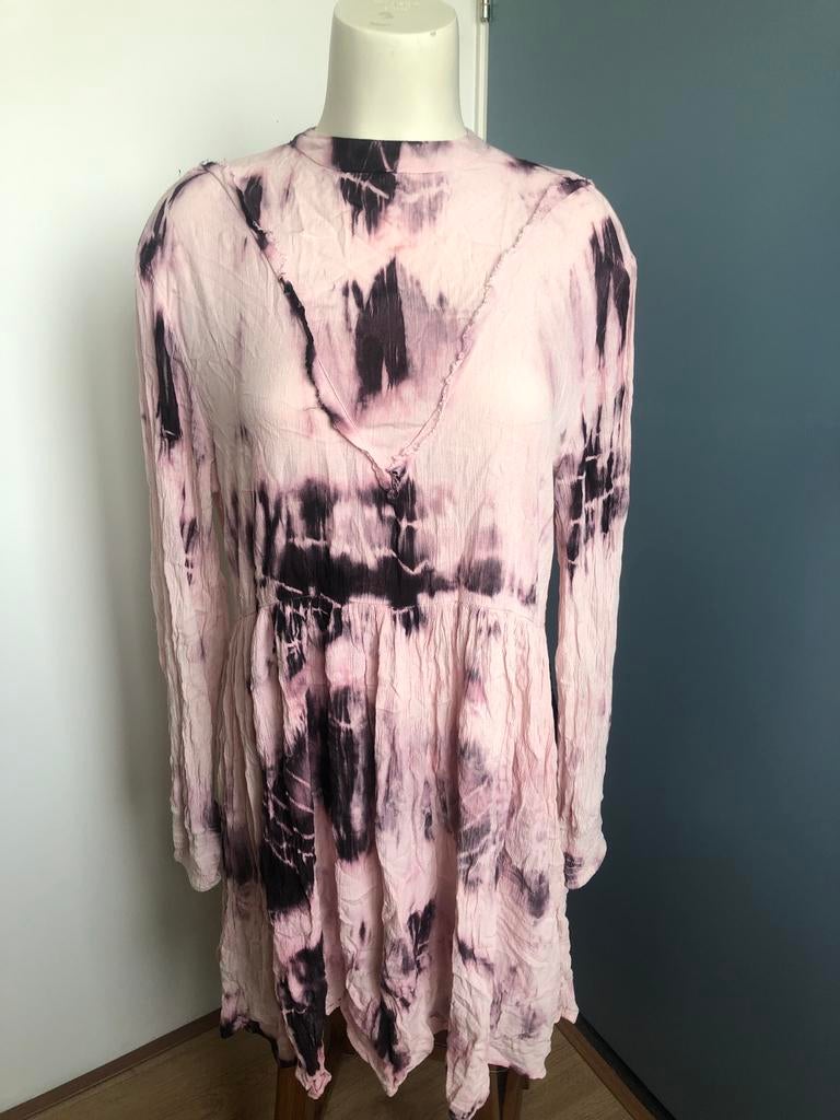 STR hippie boho Ibiza batik jurkje l roze lichtroze, Maat 42/44 (L), Ophalen of Verzenden, Zo goed als nieuw, X