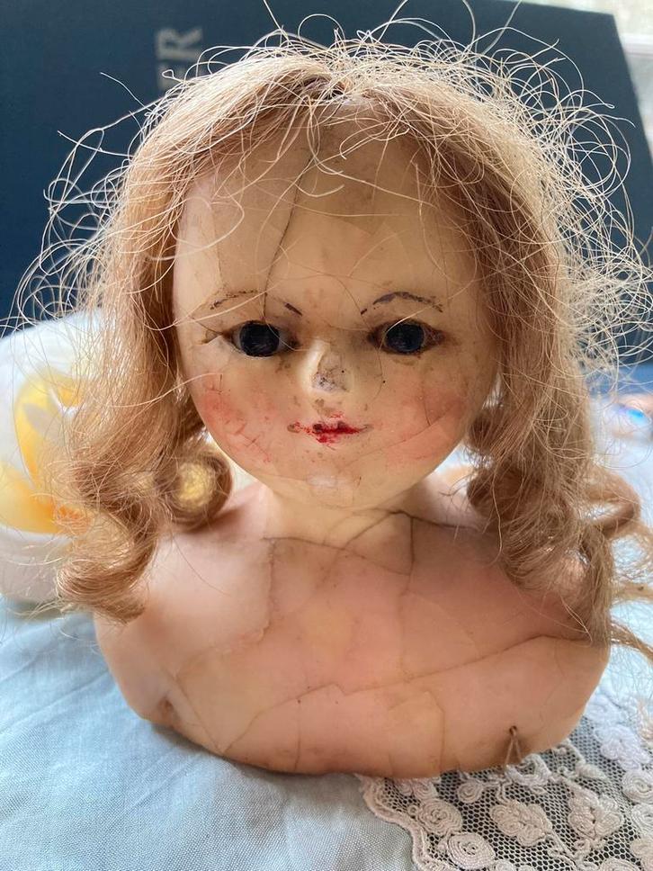 🌿 Pop ,” ANTIEK WAS POPPENHOOFD “SLITHEAD”🌿anno ca 1830, Antiek en Kunst, Antiek | Speelgoed, Verzenden